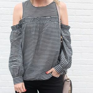 H&M cold shoulder gingham blouse